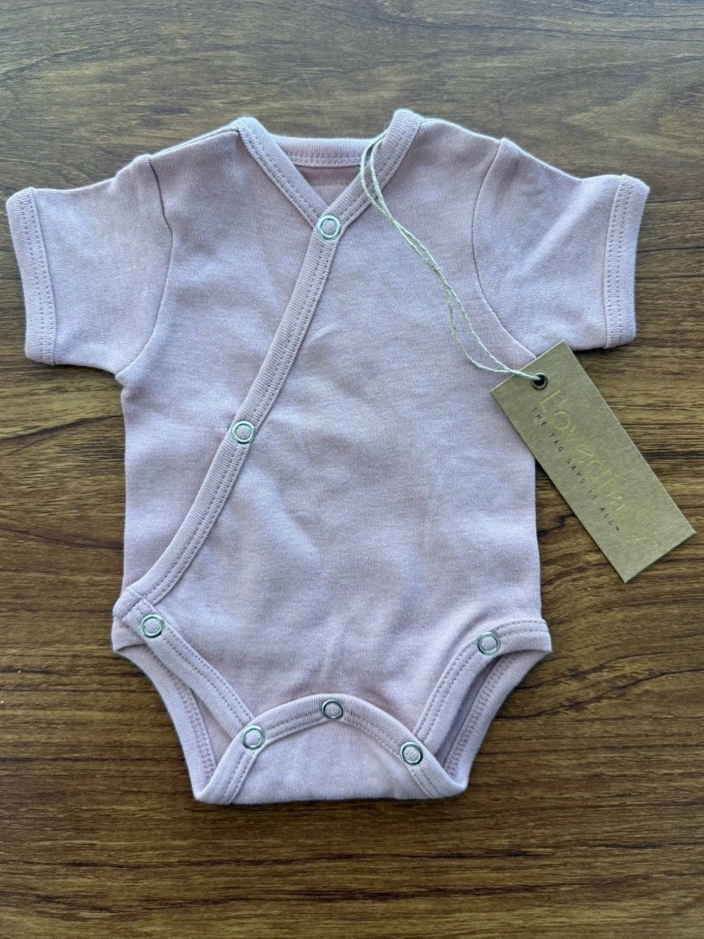 L’oved Baby Kimono Bodysuit Organic Cotton Mauve Preemie Newborn Minimalist